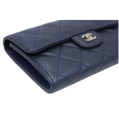 Chanel Classic Long Flap Wallet in Caviar Leather .